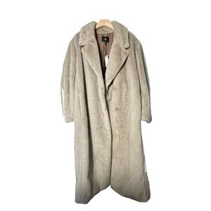 BANANA REPUBLIC LONG WOMEN FAUX FUR COAT TAN SUPER SOFT SIZE XL OVERSIZED RETIRE